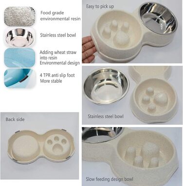 Миска для собак Frenchie Fress, нержавіюча сталь, інтерактивна, для повільного годування, екологічна, біла