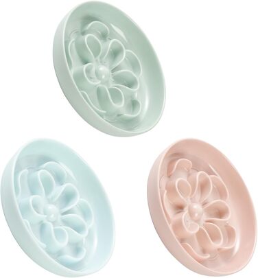 Набір мисок протиковтання для котів та маленьких собак 3 шт. - Миски з лабіринтною конструкцією, зелені, блакитні, рожеві