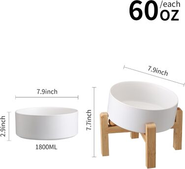 Накладна миска для собак з кераміки з антиковзким покриттям, 7.6 л, сіра/біла (для середніх та великих порід)