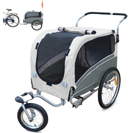 PAPILIOSHOP Argo: Складаний переносник для собак, візок для собак та велопричіп для собак S, M, L, стабільний та вентильований, ідеальний для транспортування тварин та активного відпочинку (Сірий M)