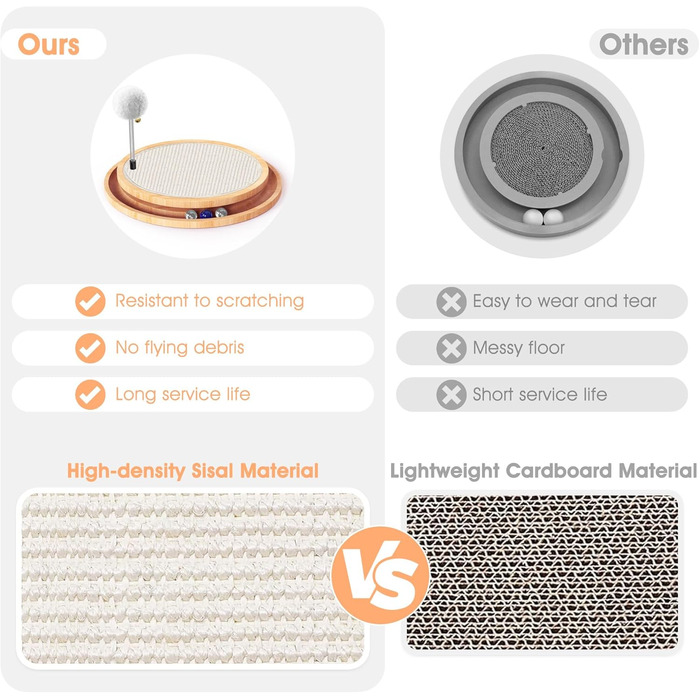 Кігтеточка з сизалю для котів з дзвіночком та м'ячиком, інтерактивна іграшка-кульова дорога для фізичних та ментальних вправ