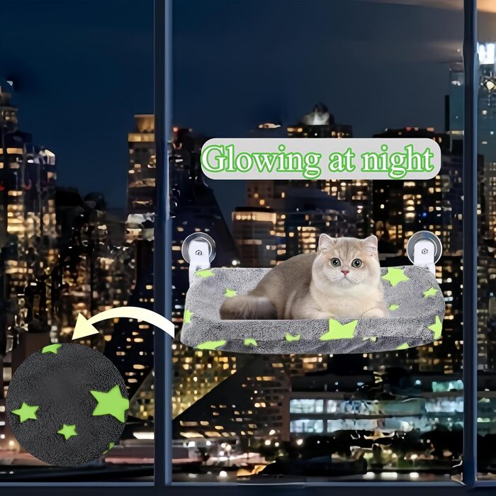 Крісло-гамак для котів на вікно, розкладне, сіре з малюнком 