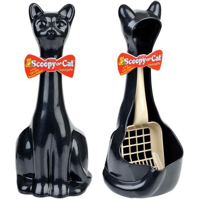 Лопатка для котячого туалету з підставкою New Age Pet, пластик, чорна, 2 шт.