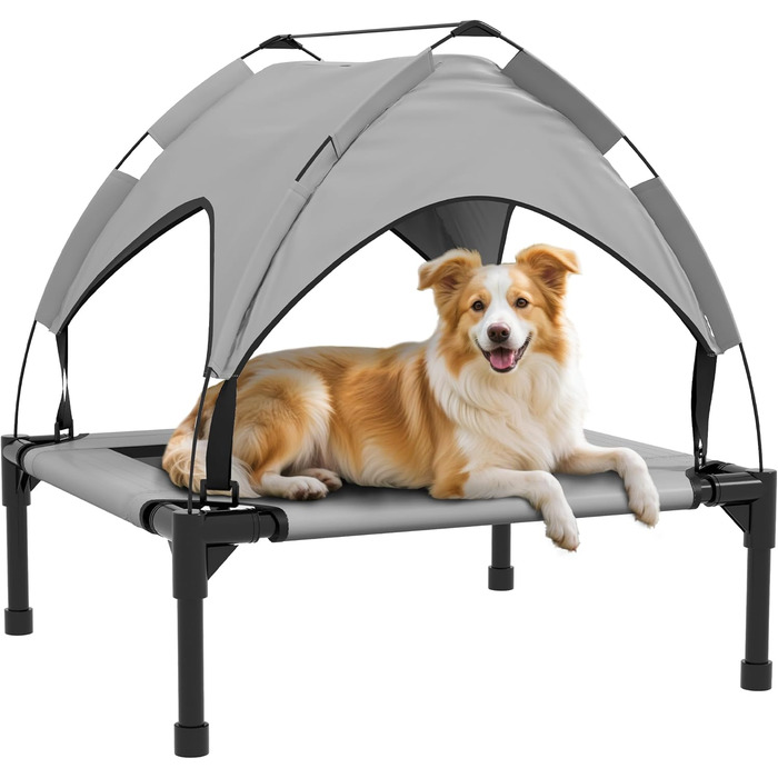 Крісло-ліжко для собак PawHut з балдахіном, сіре, 76 x 61 x 69,5 см