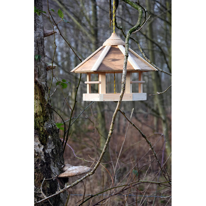 Дім для птахів Dobar® 21391e з годівницею, камуфляж, 35x35x29 см, натуральне дерево, обпалене