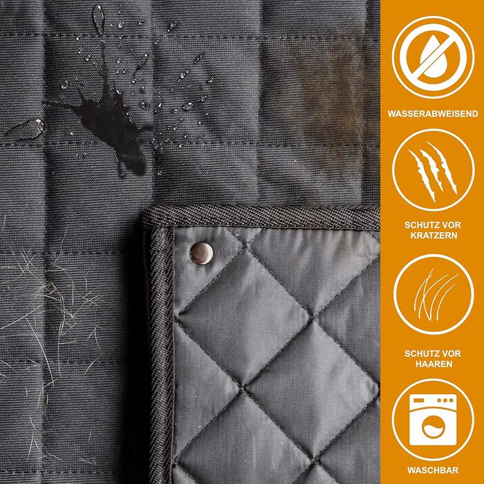 Водонепроникний килимок для собак у машину WhizProducts® для заднього сидіння з боковим захистом та кріпленнями – для подорожей та транспортування – міцний килимок для заднього сидіння автомобіля