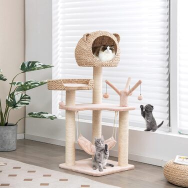 Сучасний котячий будиночок PETSITE з гамаками та когтеточками, багаторівнева вежа для домашніх котів, ігровий комплекс з лежаком та зоною для відпочинку