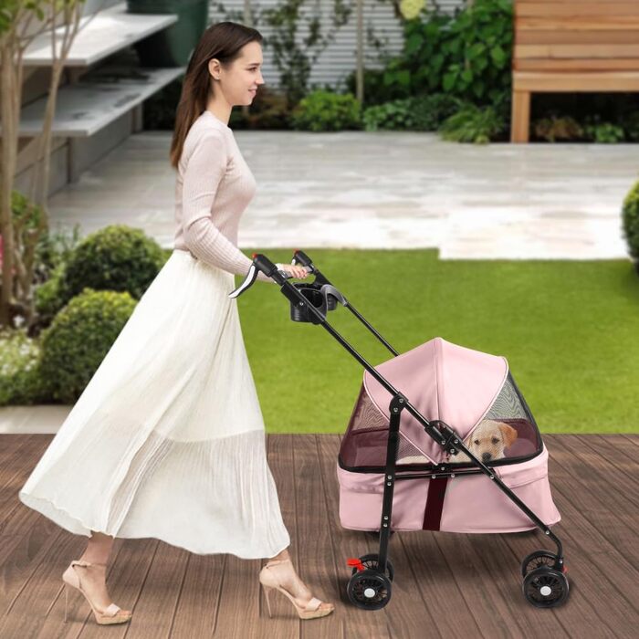 Візок для тварин Homewell: легкий, зручний, до 20 кг (рожевий)