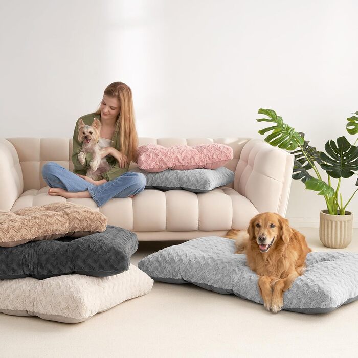 Килимок для собак великих порід EHEYCIGA, 119x73 см, XXL, штучне хутро та льон, сірий, 119 x 73 x 10 см