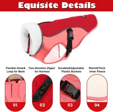 Зимова куртка для собак Emust, тепла та вітронепроникна, помаранчевого кольору, для середніх собак, розмір M