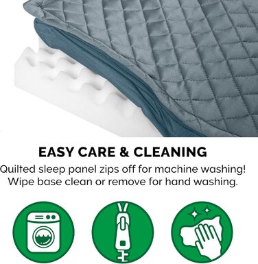 Гіркий собачий лежак Furhaven з охолоджуючим гелем, водовідштовхувальний, для собак середніх та маленьких порід, до 15,9 кг, знімний, пральний чохол, для дому та вулиці, блакитний, розмір L (91 x 69 x 8 см)