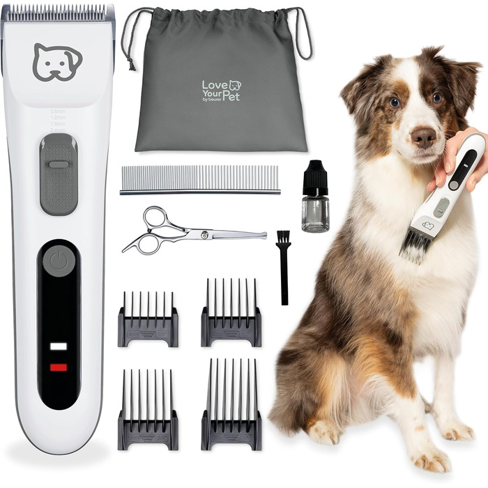 Машинка для стрижки шерсті Beurer Love Your Pet Fluffy для собак та котів, тихий триммер, 9-в-1 набір для грумінгу