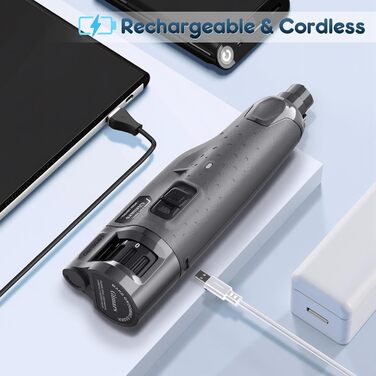 Електричний точило для собачих нігтів Gimars, 6 швидкостей, з LED-підсвічуванням, USB-зарядка (сірий)