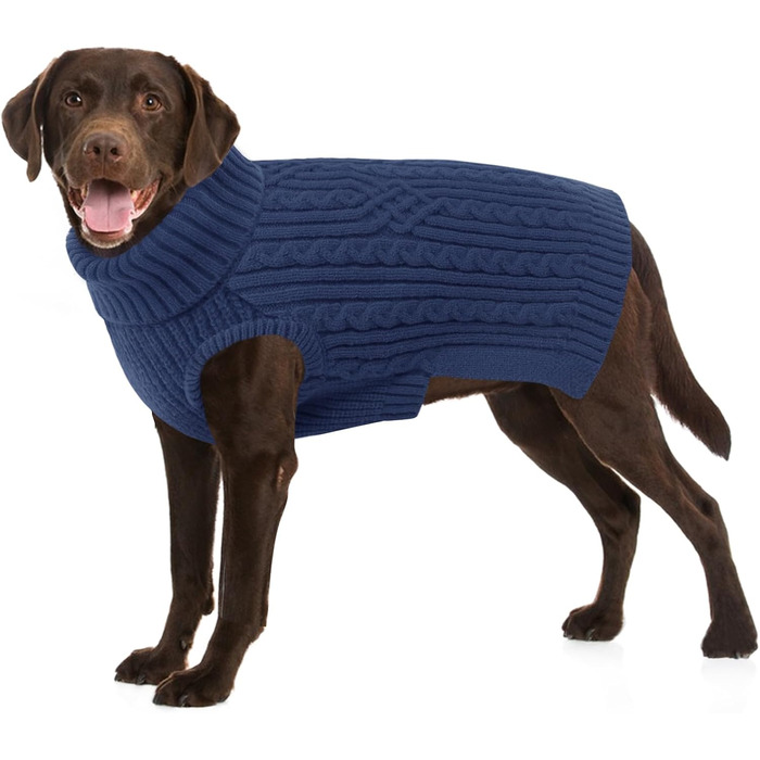 Теплий зимовий пуловер для собак AOFITEE, пуловер для такс, з коміром-стійкою, блакитний (XL)