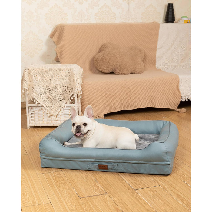 Лягушкове ліжко для собак Raikou з знімним подушкою, м'яке та миється – місце для сну, подушка для собак, собаче ліжко, килимок для собак - високоякісне ліжко для тварин для вашого вірного друга. (Блакитний, 80 * 60 * 7 см)