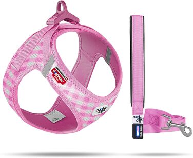 Шлейка для собак Curli Clasp Air-Mesh рожева, розмір Caro S та поводок M