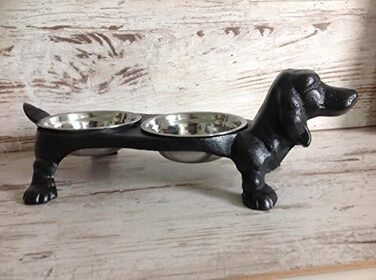 Миска для собак, чаша для корму, годівниця для собак з чавуну, подвійна миска