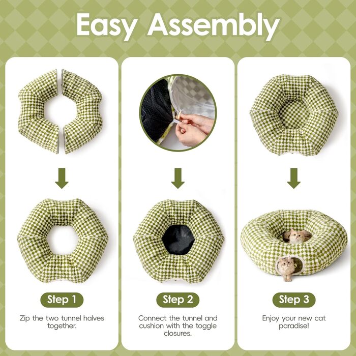 Туннель для котів MewooFun, 90 см, з м'яким лежаком, інтерактивна іграшка для котів, складаний, багатофункціональний