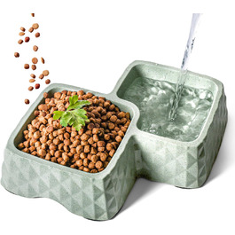 Подвійний миска для котів та маленьких собак ne&no® з бамбука, неслизька, до 400г корму та 350мл води, м'ятного кольору