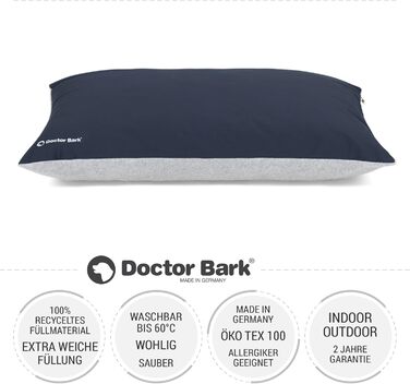 М'яке ліжко для собак великих порід Doctor Bark GreenLabel, XL, кобальтовий колір. Легко миється, зручне, знімний чохол.