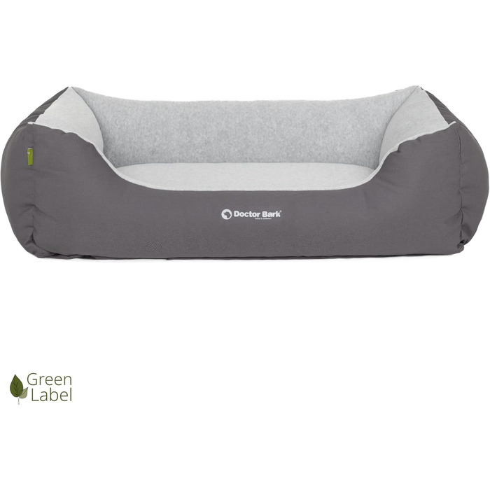 Ліжко для собак Doctor Bark, м'яке та пухнасте, середніх порід, 86x65 см, сіре, Made in Germany