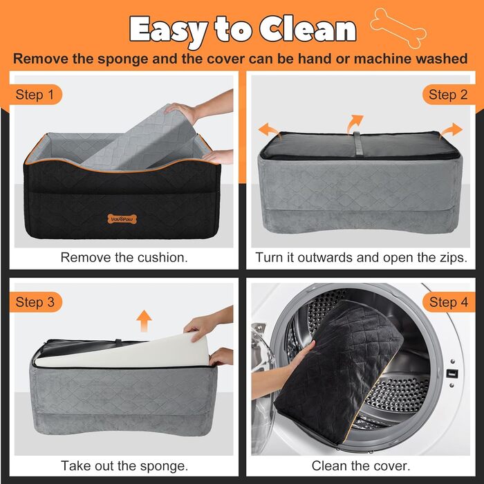 Автокрісло для собак великих порід, лежанка-софа з товстим шаром піни та 2 страхувальними ременями, автокрісло для собак середніх та маленьких порід (до 45 кг), чорний/сірий колір, L