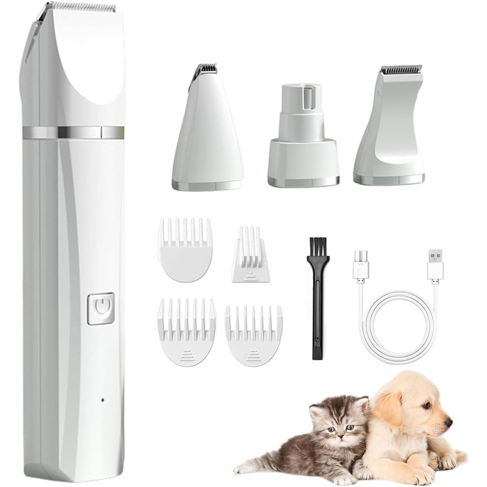 Електричний набір для грумінгу домашніх тварин Tickle Paw 4 в 1: тример, машинка для стрижки, пилка для нігтів. Підходить для котів та собак. Тиха машинка, професійний триммер, перезаряджається. Колір: зелений/білий