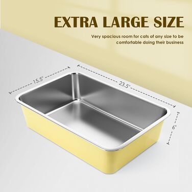 Великий лоток для котів і кроликів IKITCHEN з нержавіючої сталі 60×40×15 см — без запаху, антипригарний, антиковзкий, стійкий до плям і іржі