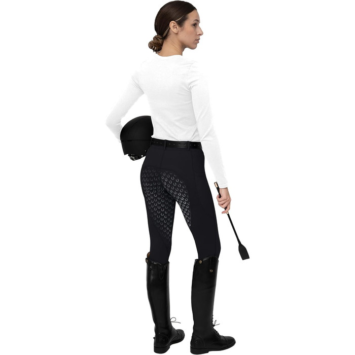 Легінси для верхової їзди жіночі FitsT4 Sports з силіконовим покриттям, кишенею для телефону та петлями для ременя, чорні, XL