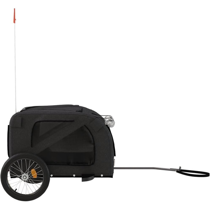 Фургон для собак VidaXL - чорний, 45 кг, з прапором та відбивачами, 133.5 x 69 x 73.5 см