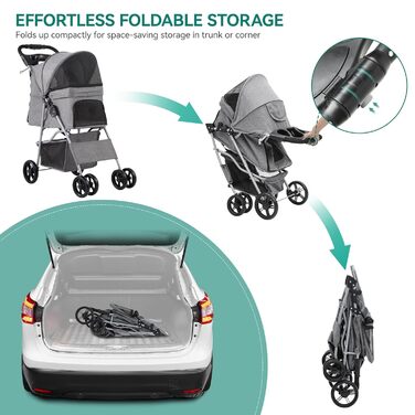 Візок для собак YITAHOME - переноска для тварин до 15 кг, сірий