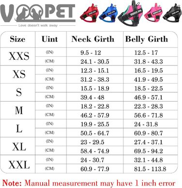 Шлейка для собак Voopet для емоційної підтримки, професійний сервіс, для малих, середніх та великих собак, світловідбиваюча, дихаюча та регульована, запобігає тязі/нудоті, ESA XXS (рожево-рожевий)