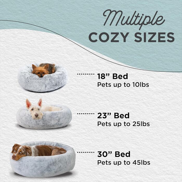 Ліжко-гніздо Sheri SnuggleSoft для собак та котів з м'якої кашемірової вовни, з піною з пам'яті, сірого кольору, 58x58x18 см