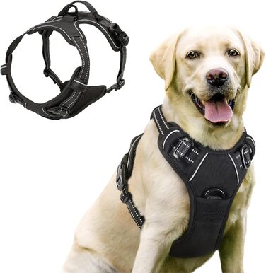Шлейка для собак Funkeen Anti-Pull, для маленьких, середніх та великих собак. М'яка, дихаюча, регульована, чорна (чорний, S)