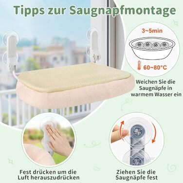 Кішка ліжко на вікно GUUSII - Зручна ліжко-гамак для котів на віконну раму з 4 присосками, білий колір