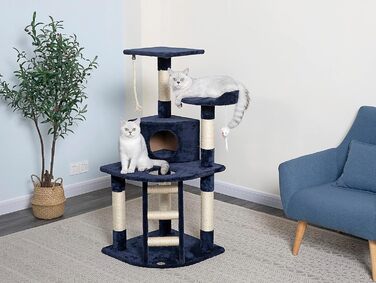 Когтеточка для котів Go Pet Club з будиночком, 63,5x81,3x120,7 см, синя