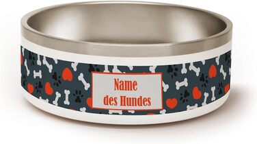 PICANOVA Набір мисок та контейнерів для корму та ласощів для собак з іменем - Персоналізований набір у різдвяному дизайні - Керамічний набір мисок та контейнерів як подарунок для власників домашніх тварин - Дизайн Candy Bones (набір сердечок та лапок)