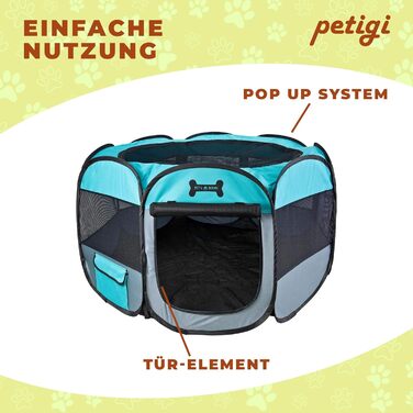 Манеж для цуценят Petigi XL 115x115x65 см, 8-кутний, зелений, для собак, котів, гризунів, легкий у догляді