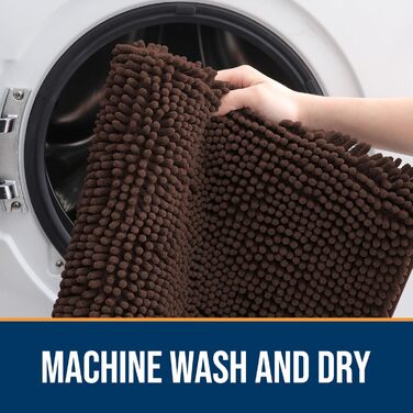 Набір килимків для собак OLANLY, 2 шт., 91.4 x 61 см, поглинають вологу та бруд, швидковисихаючі, неслизькі, пральні, з матеріалу ченілл, коричневі.