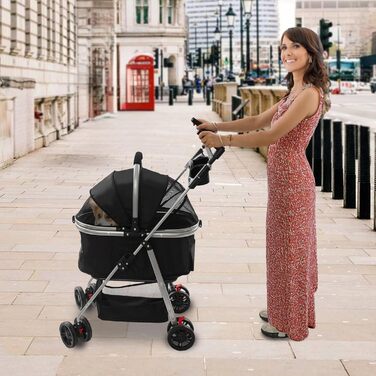 Візок для собак та котів, складаний, чорний, 50x60 см