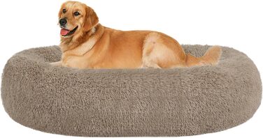 Ортопедичне ліжко для собак, круглий лежак, софа для собак та котів, донат, м'який кошик для собак, прання, 100 см Ø, верблюжий колір, L 100 x W 100 x H 20 см, верблюжий колір