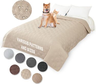 Водонепроникний килимок для собак 218 x 208 см: захист дивану та ліжка. Великий, миючий, з антиковзаючим покриттям. Підходить для собак та котів, бежевий, XXL