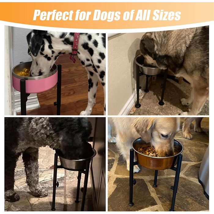 Підвищений годівниця для собак з регульованою висотою та шириною, металева миска для води/корму, підставка для собак великих, середніх та маленьких порід (миска не входить до комплекту)