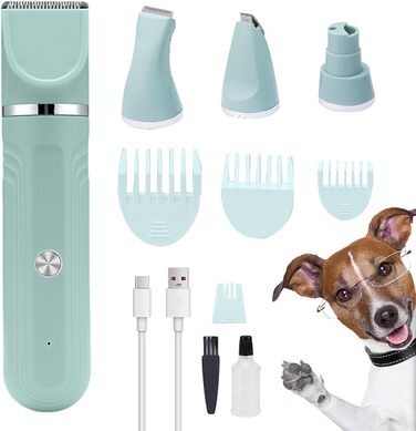 Набір для догляду за собаками 4-в-1: акумуляторна регульована шерсть для цуценят вдома (білий, зелений)