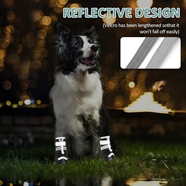 Водонепроникні чоботи для собак з світловідбиваючими ремінцями, захист лап, антиковзка гумова підошва, для малих, середніх та великих собак (S, чорний, водонепроникний)