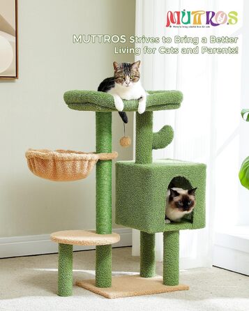Котячий комплекс MUTTROS Cactus 90 см – м’який будиночок, ігровий стовпчик для котів, гамак, підвісна іграшка, кігтеточка для домашніх котів