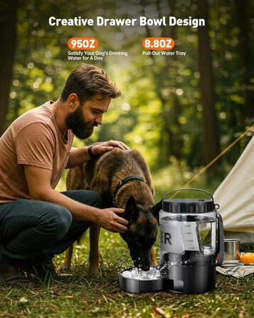 Водяна пляшка для собак Lesotc 2200 мл (2.8л) – велика, для подорожей, чорна