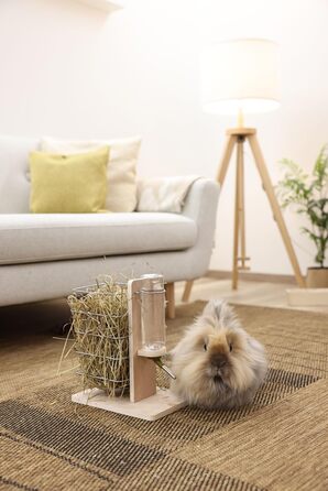 Станція для їжі та води для тварин Kerbl, годівниця для гризунів, 22,5x15,5x27 см, дерево, для внутрішнього та зовнішнього використання