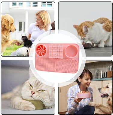 Килимок для собак - годівниця-лизунчик | Килимок для цуценят | Силіконовий килимок для годування собак | Миска для собак з кормом (Рожевий)