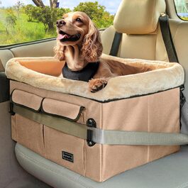 Автокрісло для собак Petsfit на заднє сидіння, середні та малі породи, знімний чохол, 2 ремені безпеки, кишеня, розмір M, колір хакі
